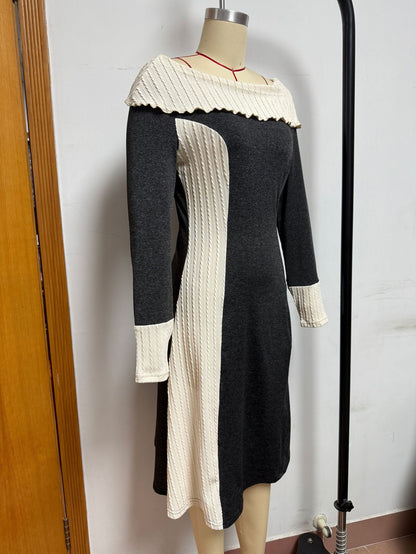 The 'Vienna' Two-Tone A-Line Knit Dress