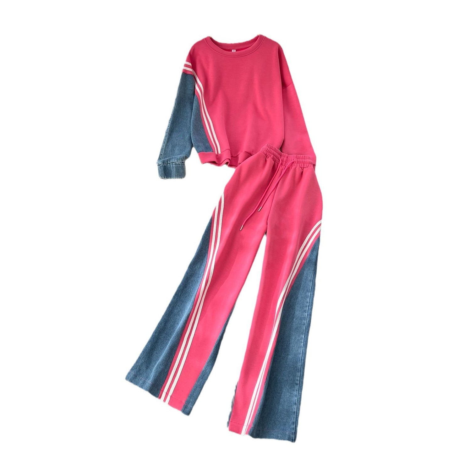 The Hybrid Denim-Stitch Sweatsuit Set