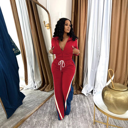 The Luxe Velour Denim-Stitch Set