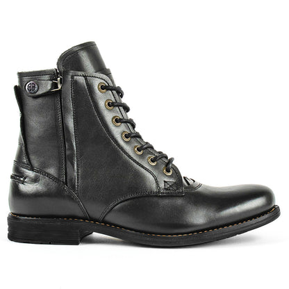 Knight Series Two-tone Side Zipper Leather Boots