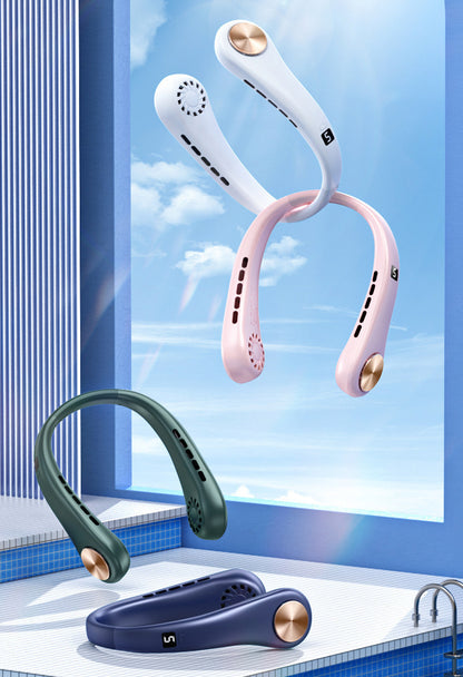 New Mini Neck Fan Portable Bladeless Hanging Neck Rechargeable Air Cooler Mini Summer Sports Fans