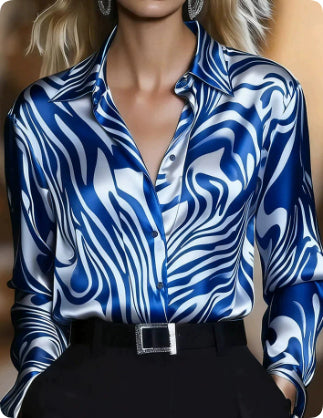 The 'Wild-Luxe' Abstract Animal Print Satin Blouse