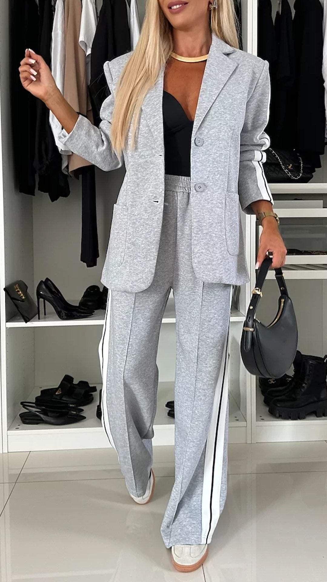 The 'City-Sport' Casual Blazer & Side-Stripe Pant Set