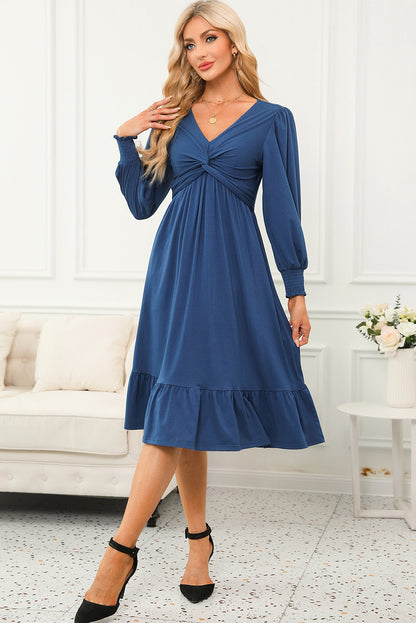 The 'Coastal-Romance' Twist-Front Ruffle Dress