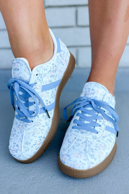 The 'Spring-Blossom' Floral Vegan Leather Lace-Up Flat