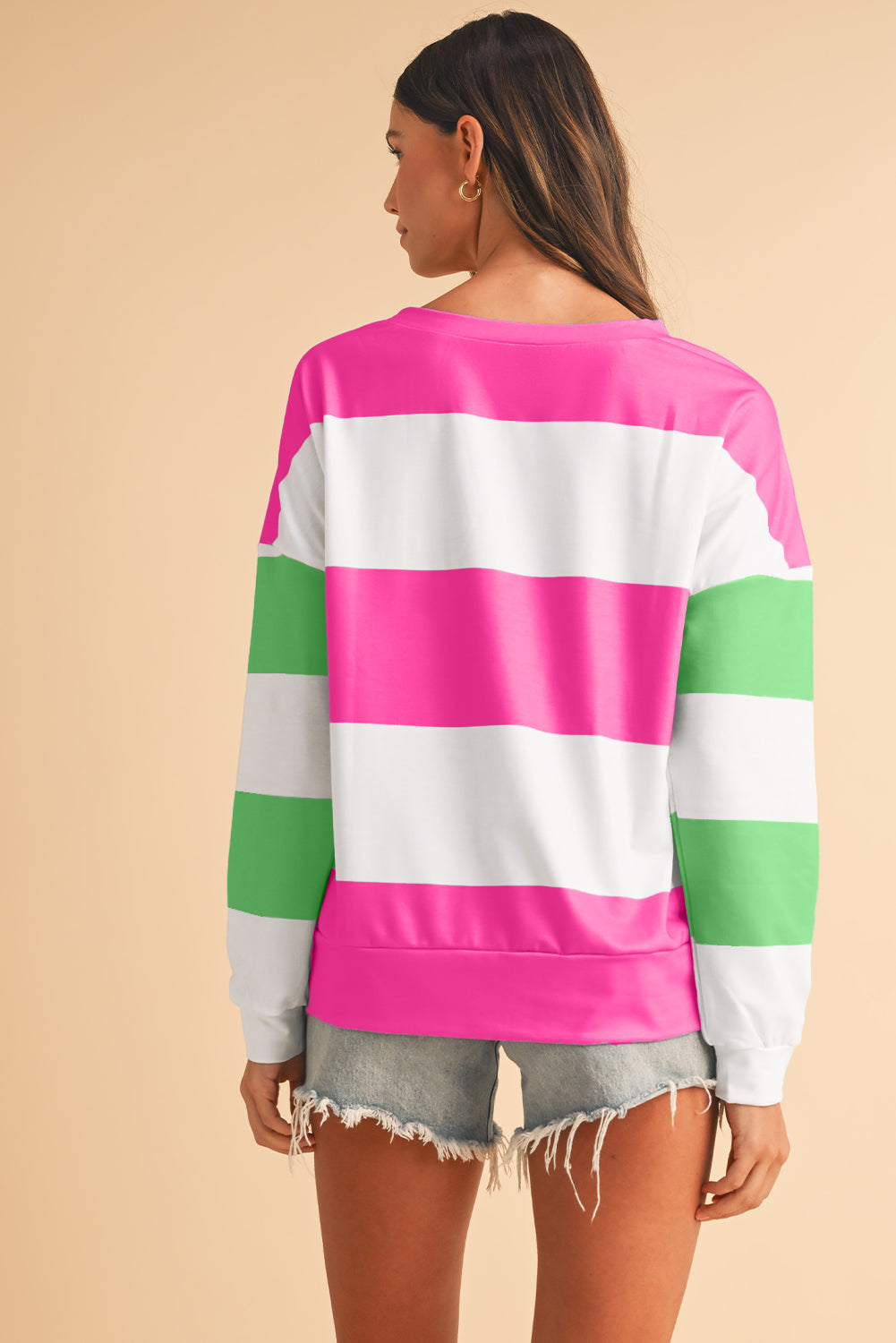 Women’s Pastel Colorblock Long Sleeve Top