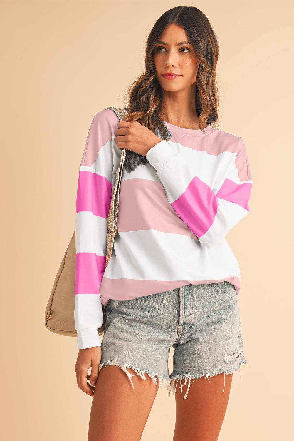 Women’s Pastel Colorblock Long Sleeve Top