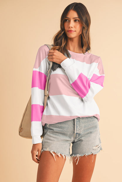 Women’s Pastel Colorblock Long Sleeve Top