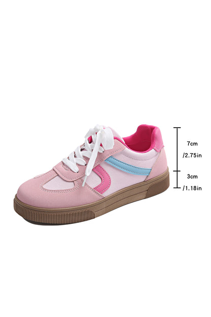 The 'Candy Pop' Pink Striped Patchwork Sneakers