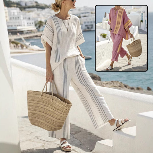 The 'Horizon' Striped Batwing & Solid Pant Set