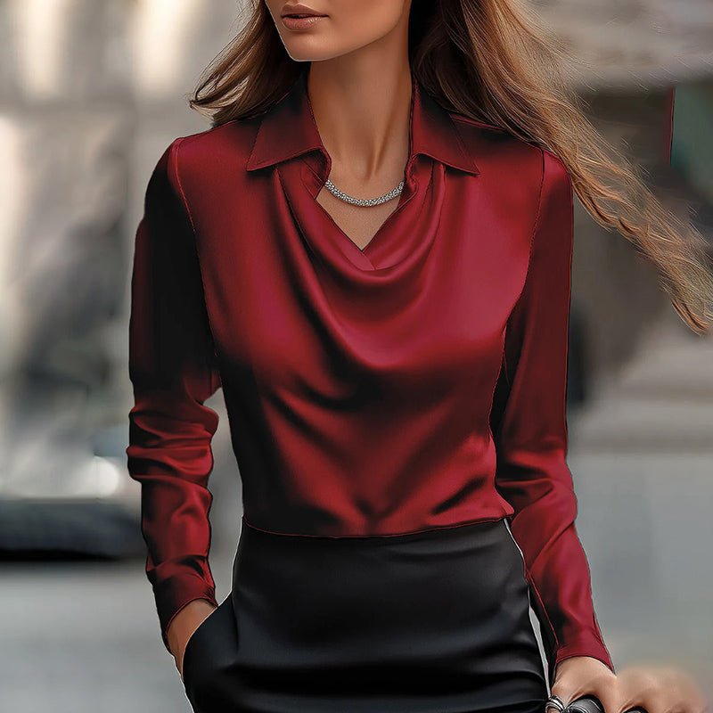 The 'Sophia' Ruched Lapel Elegance Blouse