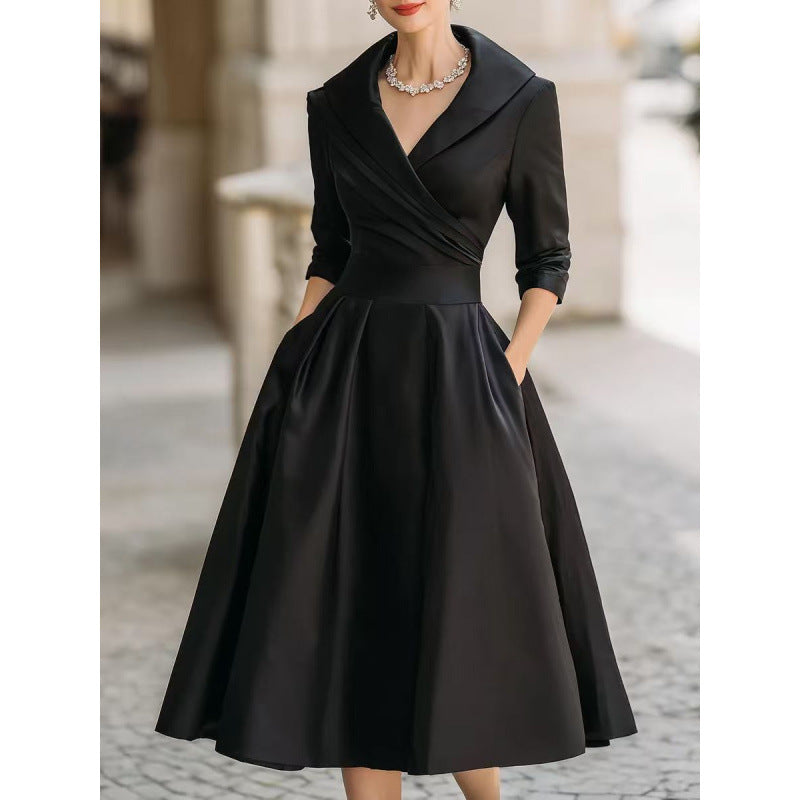 The 'Regal-Sculpt' Long Sleeve Cinched Waist Formal Dress