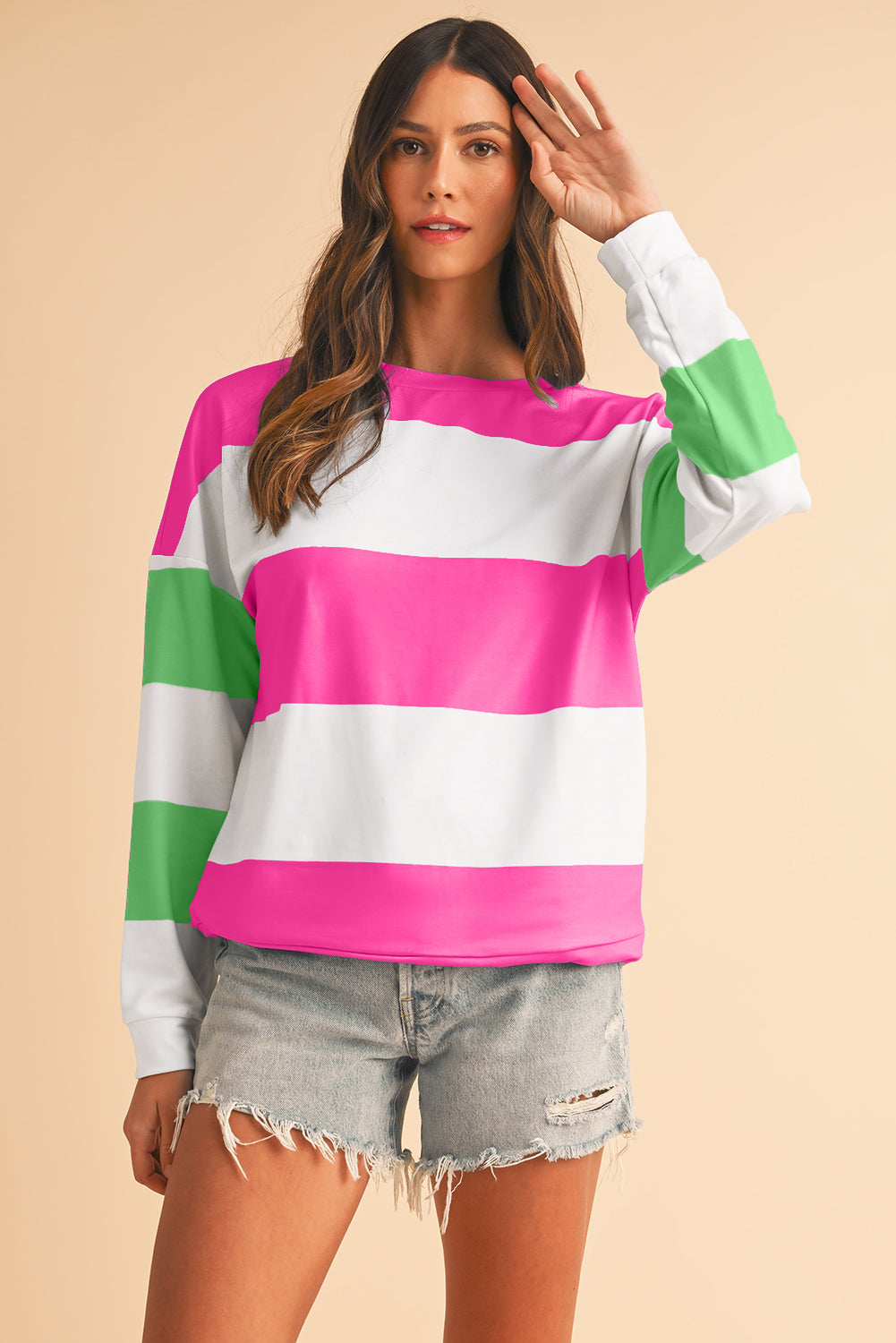 Women’s Pastel Colorblock Long Sleeve Top