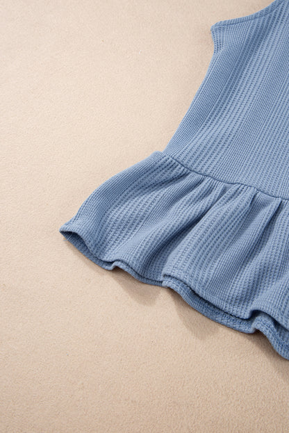 Women's Ribbed Ruffle Hem Tank Top & Wide Leg Pants Set – Casual Summer Co-ord