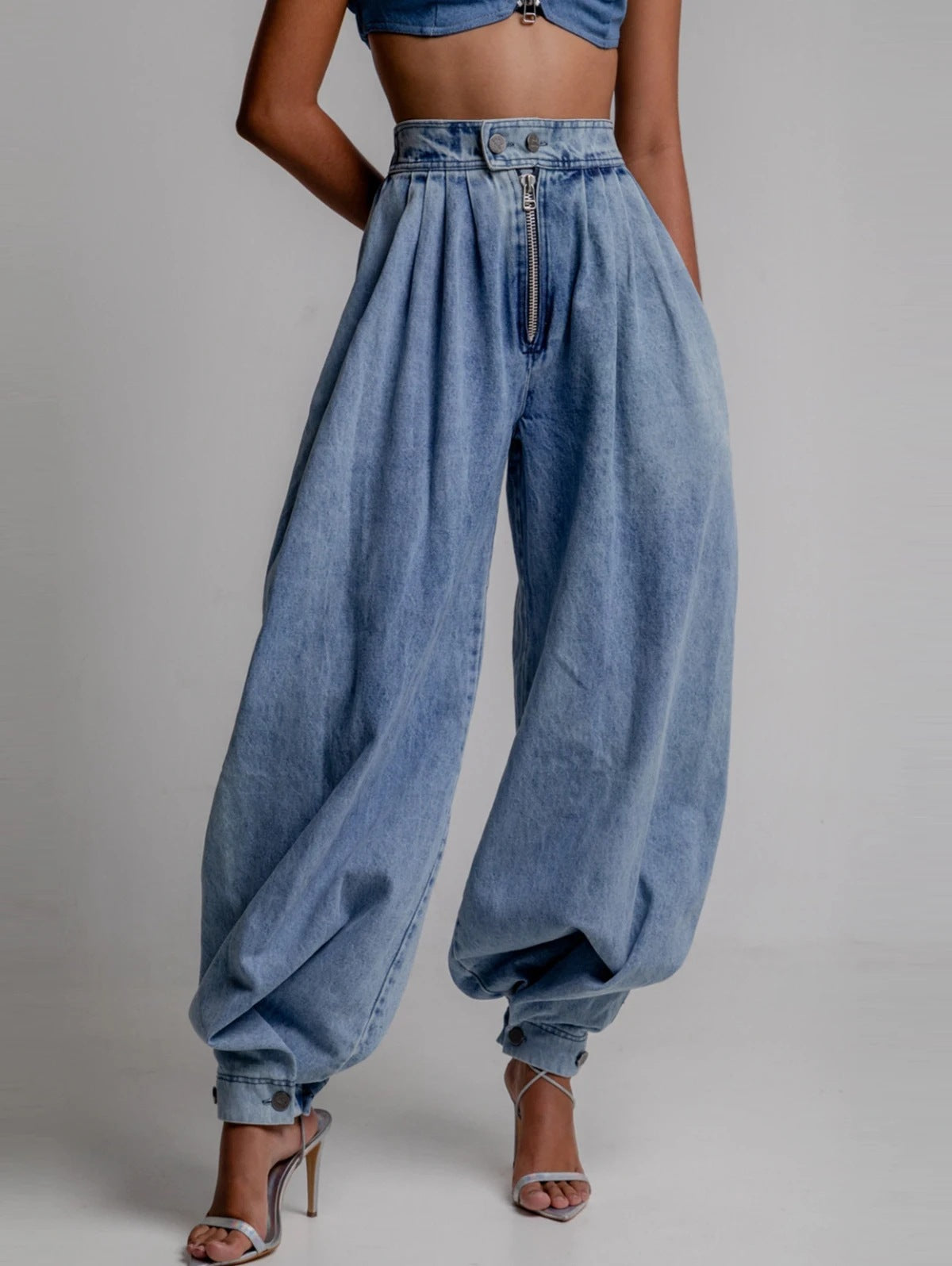 The 'Urban-Edge' High-Rise Tie-Hem Baggy Jeans