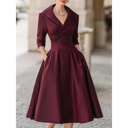 The 'Regal-Sculpt' Long Sleeve Cinched Waist Formal Dress