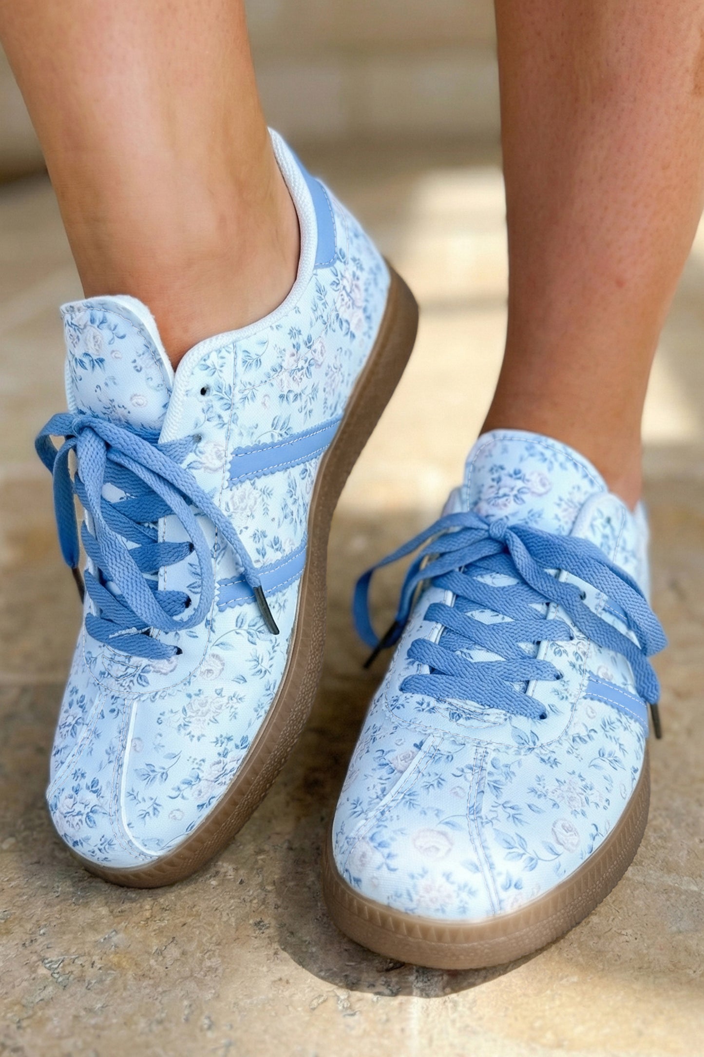 The 'Spring-Blossom' Floral Vegan Leather Lace-Up Flat