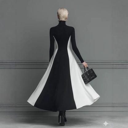 The 'Mod-Chic' Color-Block Turtleneck Knit Dress