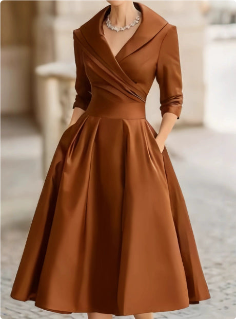 The 'Regal-Sculpt' Long Sleeve Cinched Waist Formal Dress
