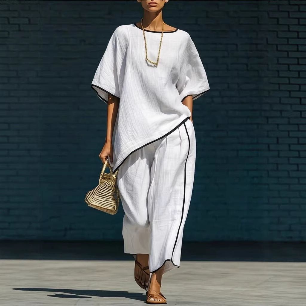 Casual Resort-Style Fashionable Loose Two-Piece Set For Women