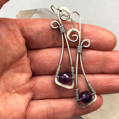 Creative Winding Vintage Silver Gemstone Earrings