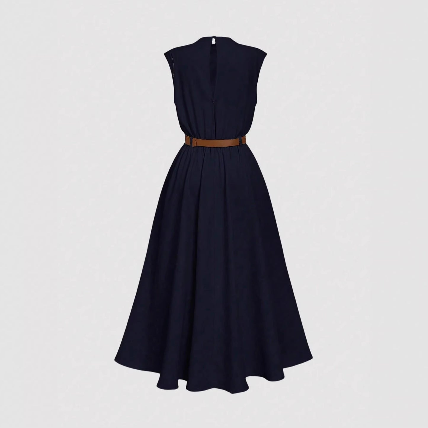 The 'Timeless-Elegance' Draped High-Neck A-Line Dress