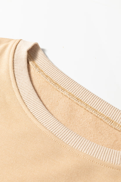 Khaki Exposed Seam Floral Mixed Patchwork Plus Size Top