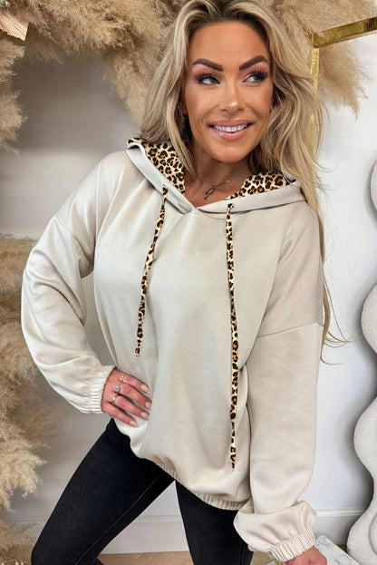 The 'Jetsetter' Leopard Contrast Drop-Shoulder Hoodie