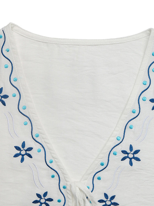 Close-up detail of embroidery on the vest