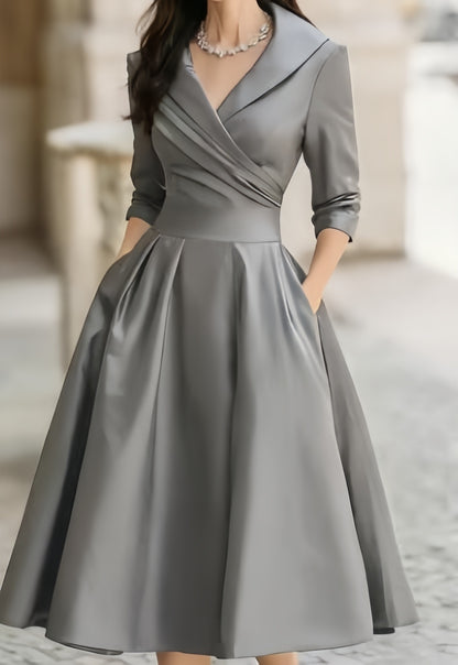 The 'Regal-Sculpt' Long Sleeve Cinched Waist Formal Dress