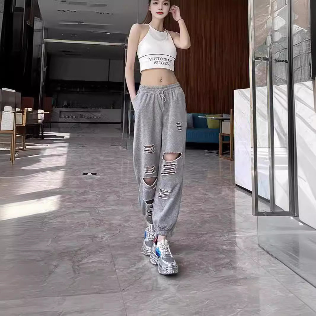 Distressed Jogger Sweatpants – Casual Streetwear in 3 Colors