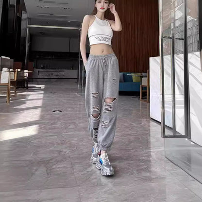 Distressed Jogger Sweatpants – Casual Streetwear in 3 Colors