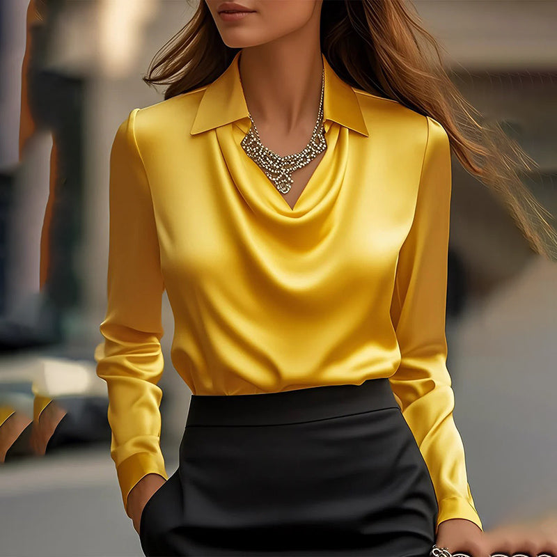 The 'Sophia' Ruched Lapel Elegance Blouse