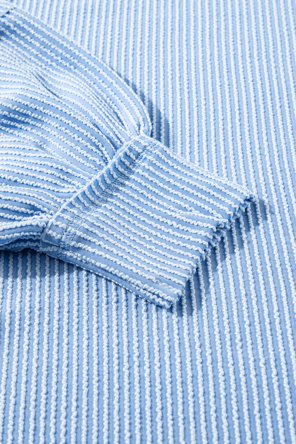 Mist Green Corded Bishop Sleeve Pullover and Ruffle Mini Skirt Set