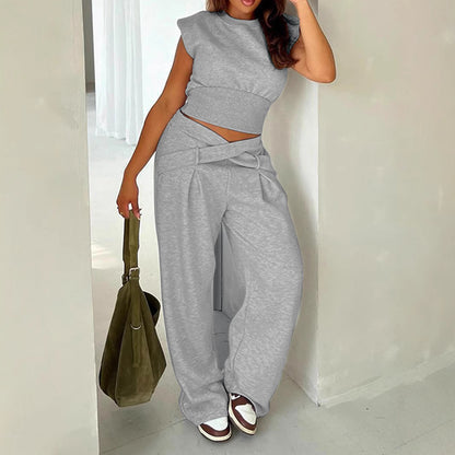The 'City-Chic' Cross-Waist Wide-Leg Co-ord Set