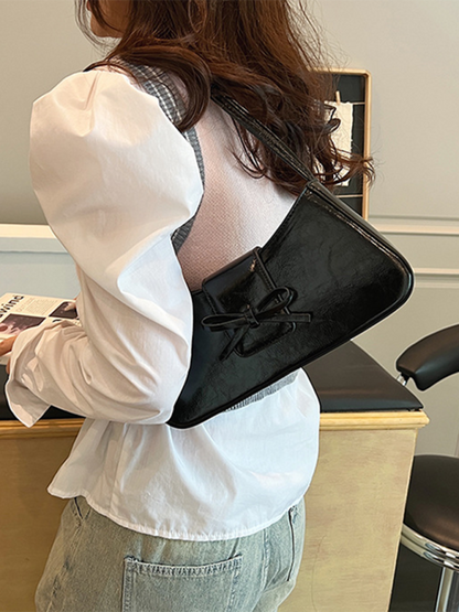 Bowknot underarm shoulder bag small square handbag