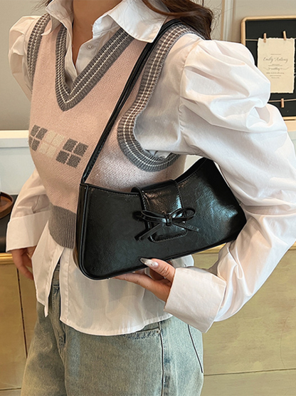 Bowknot underarm shoulder bag small square handbag