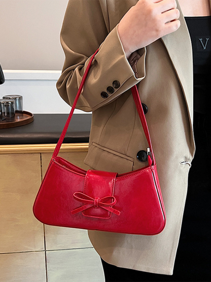 Bowknot underarm shoulder bag small square handbag