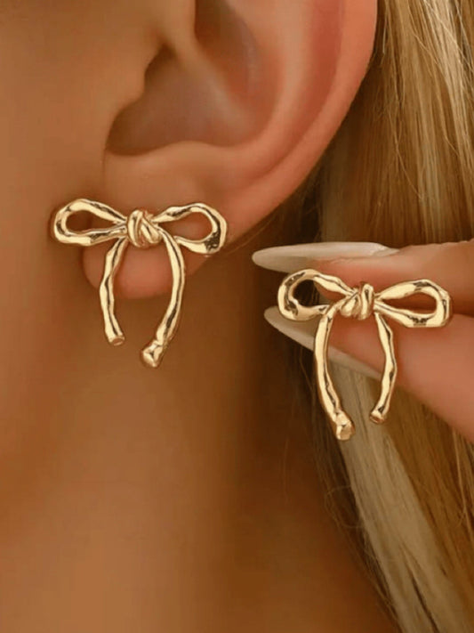 The Audrey Polished Gold Bow Earrings
