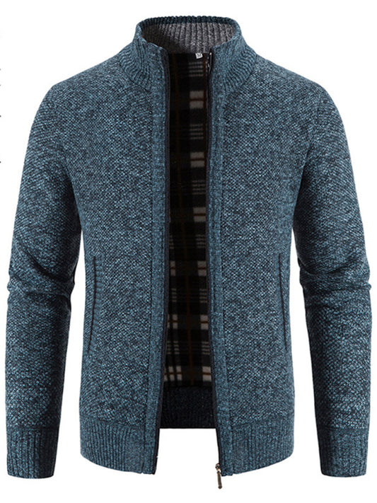 Men's casual stand collar knitted jacket