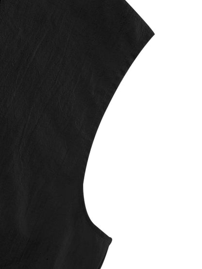 Men's Casual Sleeveless Waistcoat Shirt Linen Hooded Solid Color Breathable Loose Top