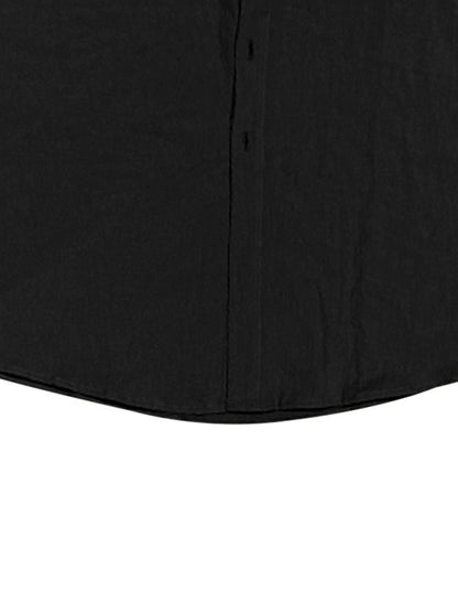 Linen men's casual loose beach sunscreen long-sleeved shirt and trousers set