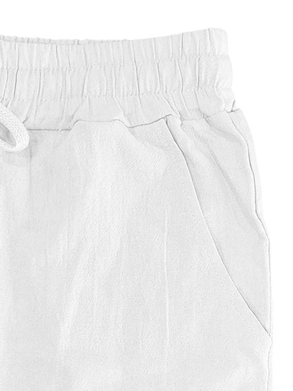Linen men's casual loose beach sunscreen long-sleeved shirt and trousers set