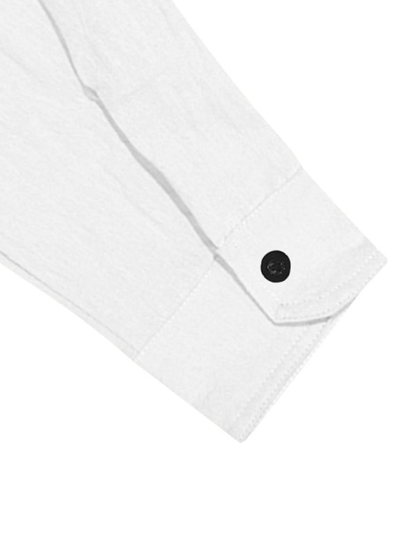 Linen men's casual loose beach sunscreen long-sleeved shirt and trousers set