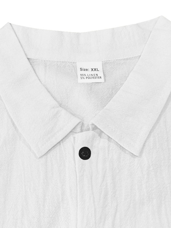 Linen men's casual loose beach sunscreen long-sleeved shirt and trousers set
