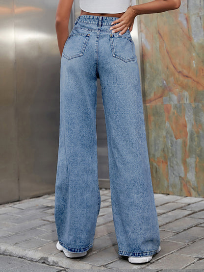 The 'Soho' Distressed High-Waist Wide-Leg Jeans