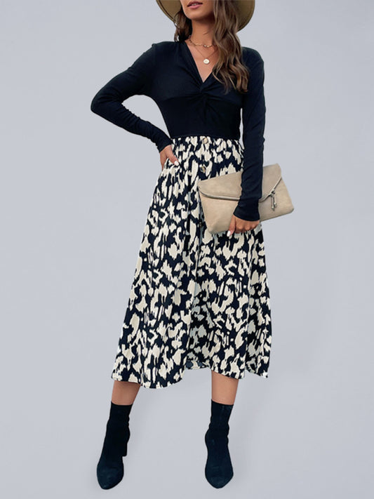 The 'Elena' Twist-Front Color Block Dress