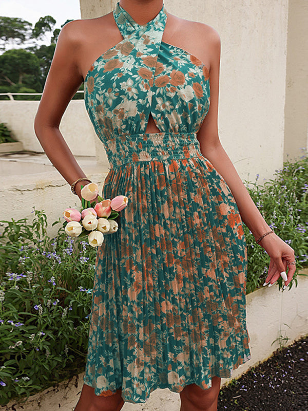 The 'Isla' Floral Halter Neck Backless Dress