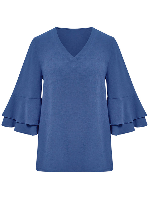 The 'Aria' Flutter Sleeve V-Neck Blouse