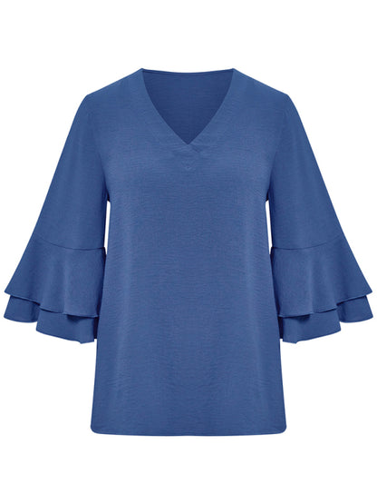 The 'Aria' Flutter Sleeve V-Neck Blouse